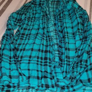 XOXO teal and black flannel long sleeve x small
